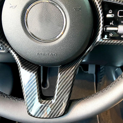 Interior Trims Steering Wheel Cover Accessories for Mercedes-Benz CLA CLS GLC GLE GLS A B C E Class (Carbon Fiber Print, Style A)...