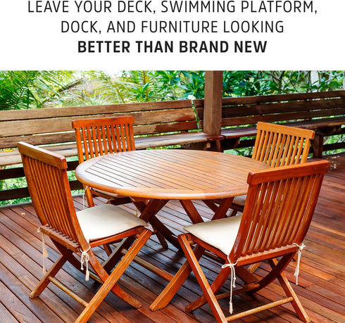 Super Cleaner, Pre-Finish Teak Cleaner and Brightener, Water-Based No Oil Teak Wood Restorer and Protectant, Deep Cleanser for Outdoor & Indoor Wo...