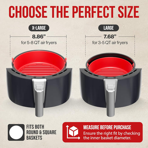 WAVELU Air Fryer Silicone Pot Liner | EXTRA STRONG | Food Safe Air fryers Oven Accessories | Replacement of Flammable Parchment Paper | No More Ha...