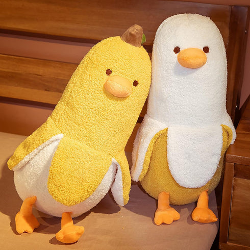 PEACH CAT Banana Duck Plush Toy Cute Plushie Hugging Plush Pillow Duck Stuffed Animal for Girls and Boys White 19.7"...