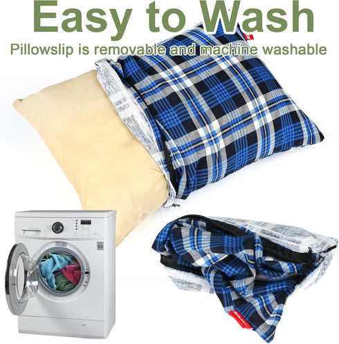 Outdoor Camping Pillow Lightweight, Compressible, Flannel Travel Pillow Cases, Washable Removable Pillow Cover Camping and Backpacking Blue...