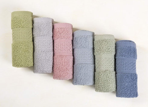 Cleanbear Pure Cotton Wash Cloths Face Cloths, 6 Colors per Set, 13 x 13 Inches (Light Blue, Jade Green, Light Green, Grey, Light Grey, Pink)...