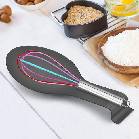LIANYU Black Spoon Rest for Kitchen Counter Stove Top, Stainless Steel Spatula Ladle Spoon Utensil Holder, Dishwasher Safe...