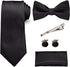 RBOCOTT Solid Color Tie and Bow Tie Pocket Square with Cufflinks and Tie Clip Sets for Men...