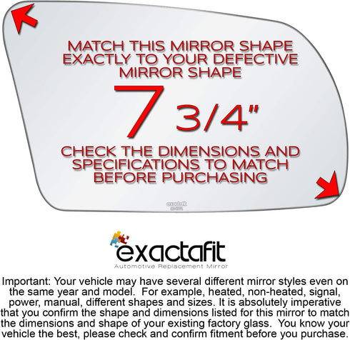 exactafit 8147R Passenger Side Mirror Glass Replacement Repair Compatible With 2007 2008 2009 2010 2011 2012 Nissan Altima...