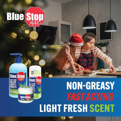 Blue Stop Max Muscle & Joint Relief Gel: Fast-Acting Sore Muscle, Back & Neck Relief Cream, Numbing Emu Oil Formula for Ankle, Leg Cramps, Tennis ...