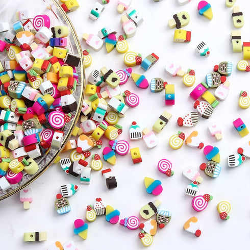 100pcs Mixed Polymer Clay Spacer Beads for Women Jewelry Making DIY Bracelet Necklace Hair Clip Accessories (Candy)...
