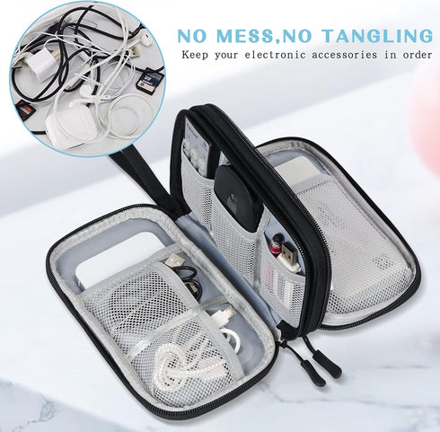FYY Travel Cable Organizer Pouch Electronic Accessories Carry Case Portable Waterproof Double Layers All-in-One Storage Bag for Cord, Charger, Pho...