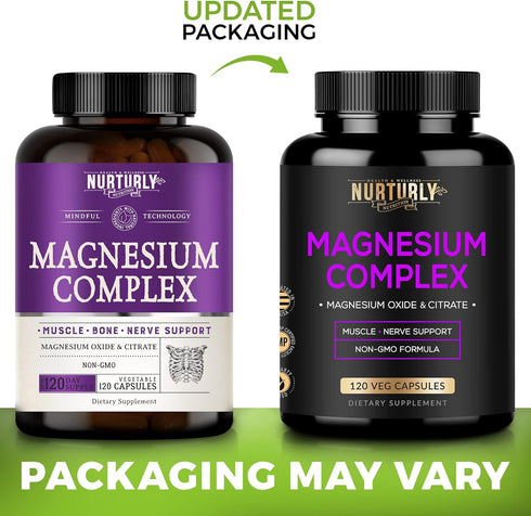 Magnesium Citrate & Oxide 500mg Complex Supplement - High Absorption Maximum Strength - Helps Support Bone Density and Strength, Muscles, Energy a...