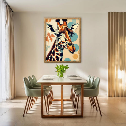 Posterizer 1 pcs-maximalist cute giraffe with retro background 1-Art for Animal Lovers-GIft for Men Women Teens-Decor for Home & Office- unframed ...