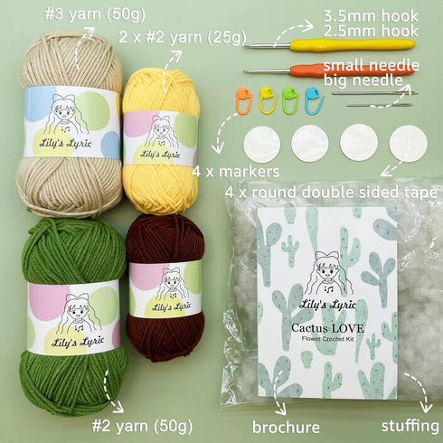 Lily's Lyric Crochet & Craft Kit | Cactus LOVE| Step-by-Step Video Tutorial for Adults Teenagers | Craft Gift Idea DIY Home Decoration......