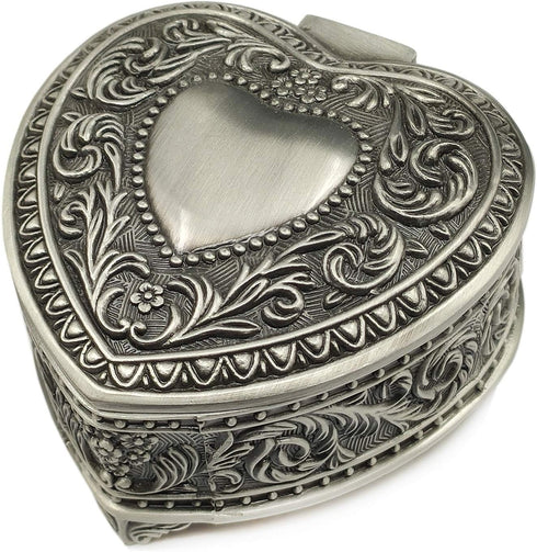 Emboss Alloy Metal Music Box Wind Up and Golden Movement Music Box for Christmas/Birthday/Valentine's Day/Mother's Day (HeartShaped,Songs:Romeo an...