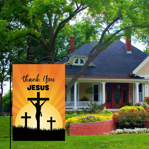 Thank You Jesus Garden Flag - God Christian Passion Week Nativity Yard Decor - God Bless Outdoor Decor - Nativity Religious House Decoration -Doub...