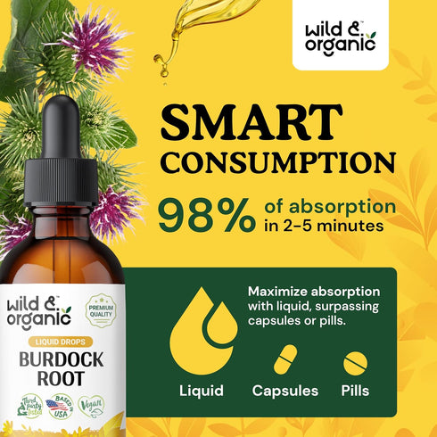 Burdock Root Tincture - Digestive Health w/Burdock Root Organic - Alcohol-Free Burdock Drops for Cleanse Detox for Women and Men - Antioxidant Sup...