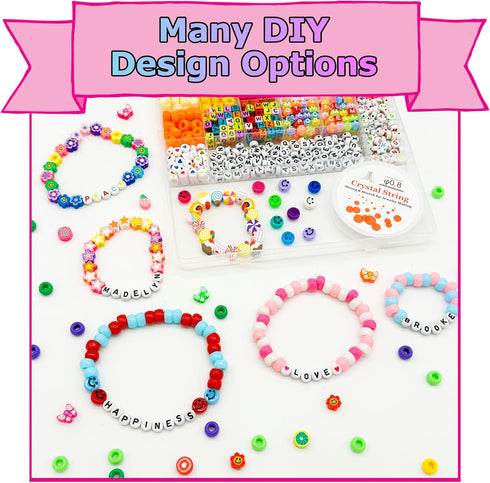 Luwanio Bracelet Making Kit, Pony Beads Clay Beads Smiley Beads Letter Beads for Friendship Bracelets Jewelry Making, Kandi Bracelet Kit, DIY Arts...