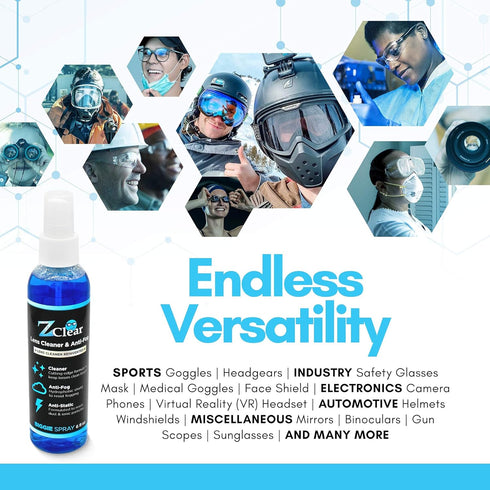 Anti-Fog 6oz Spray | Eye glasses cleaner | Goggles anti fog | Sunglasses cleaner | Windshields | Mirrors | Visors | Safe for all Lenses |+ With Mi...