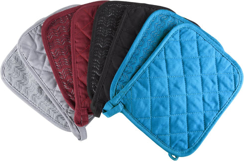 Pot Holder Set With Silicone Grip, Quilted And Heat Resistant (Set of 2) By Lavish Home (Burgundy)...