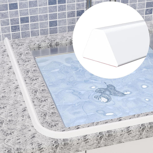 39 Inch Collapsible Shower Water Dam, Shower Threshold Water Dam Shower Barrier, Dry and Wet Separation Door Dam Water Stopper Kitchen Shower Thre...