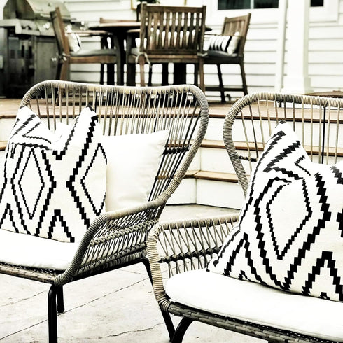 Outdoor Pillow Covers Set of 2, Waterproof Boho Throw Pillow Covers Geometric Pillow Cases for Patio Garden, 20 X 20 Inches (White More, 20x20 Inc...