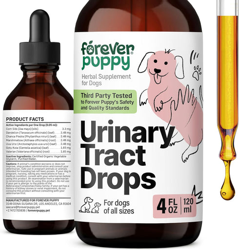 Urinary Tract Drops for Dogs - Bladder Support w/Corn Silk & Chanca Piedra Stone Breaker - Herbal Dog Food Supplements for Kidney Support - Liquid...