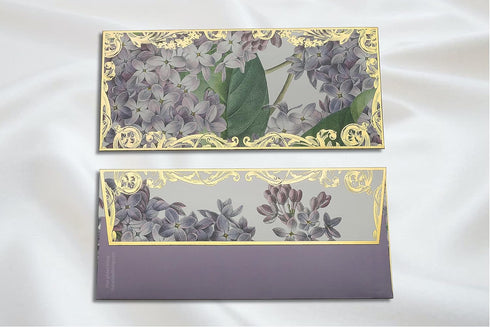 Gold Foil Money Envelope for Shagun Wedding Cash gifting, Premium Luxury envelopes Pack of 10, 7.2 X 3.2 inches, Purple floral, That Gilded Lining...