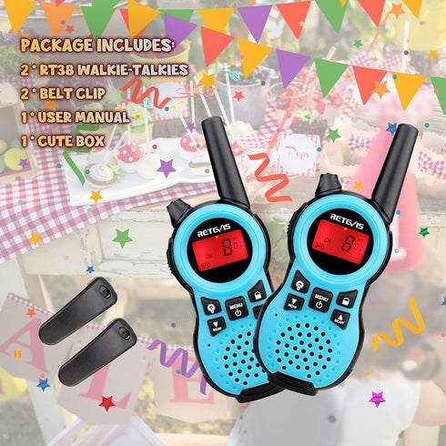 Retevis RT38 Walkie Talkies for Kids,Kids Toys for 6-12 Year Old Boy Girl,Mini Size USB Port,Long Range FRS Radio,Camping Hiking Outdoor(Blue 1 Pa...