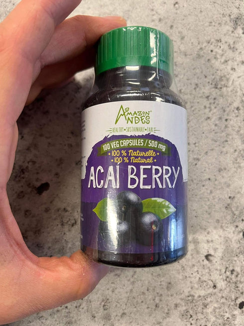 Amazon Andes Acai/Açai Berry Capsules (Euterpe oleracea) – Rich Source of antioxidant, Vitamin C & Fibers - Support Immune System - Gluten Free, N...