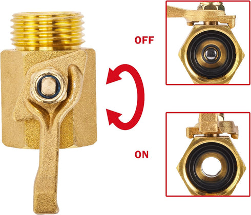 Garden Hose Shut Off Valve, Heavy Duty Brass Shut Off Valve for Garden Hose with 2 Rubber Washers, 3/4 Inch, 2 Pack...