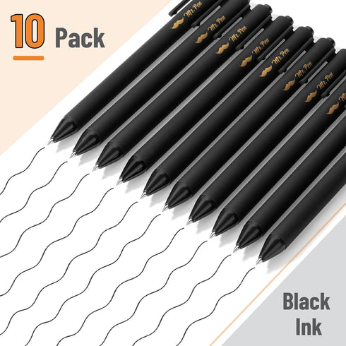 Mr. Pen- Retractable Gel Pens, 10 Pack, Black Ink Gel Pens, Black Barrels, Fast Dry, Gel Pens Fine Point 0.5mm, Retractable Pens, Cute Pens, Gel I...