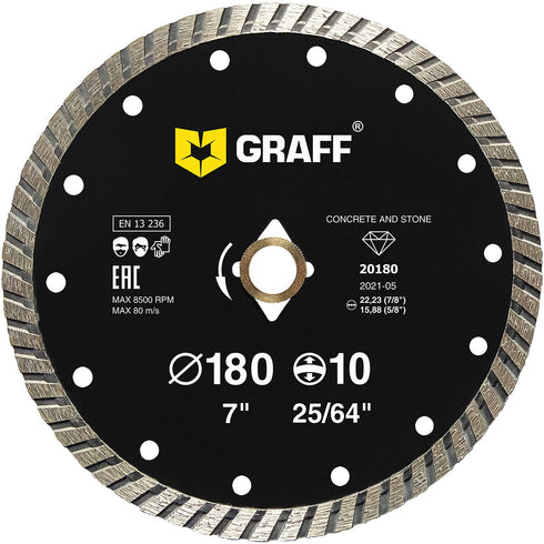 GRAFF 7 Inch Diamond Blade for Angle Grinder - Diamond Cutting Wheel for Cutting Stone, Marble, Granite, Brick, Masonry, Paving Flag, Concrete - T...