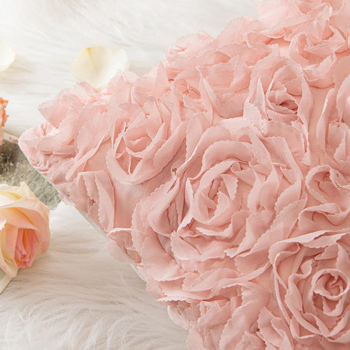 MIULEE 3D Decorative Romantic Valentines Stereo Chiffon Rose Flower Throw Pillow Cover Solid Pillowcase for Girl Women Wedding Sofa Bedroom Car Sp...