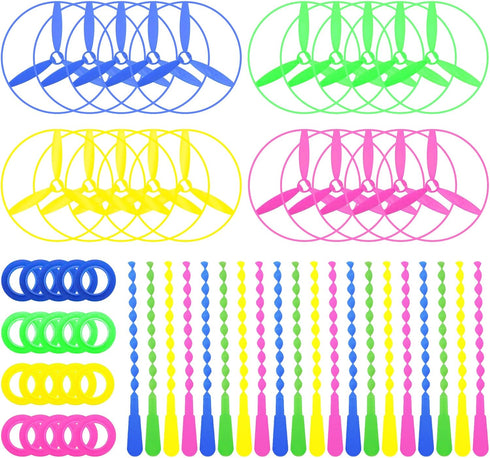 POPLAY 40 Sets Outdoor Toys Flying Discs, Twist Disc Flyer Saucers with Launchers for Party Favors and Prizes...