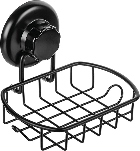 Suction Soap Dish with Hooks - Super Powerful Vacuum Suction Cup Shower Soap Holder - Rustproof Stainless Steel SS304 Soap Basket - Sponge Holder ...