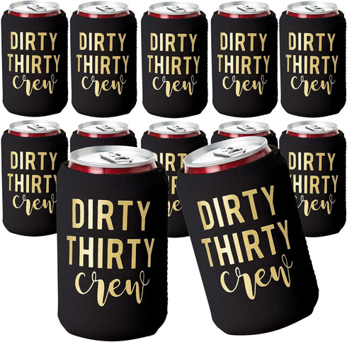 Dirty Thirty Crew Can Coolers Set of 12, Dirty 30 Birthday Decorations for Him and Her - 30th Birthday Party Favors, Party Favors for Women and Me...