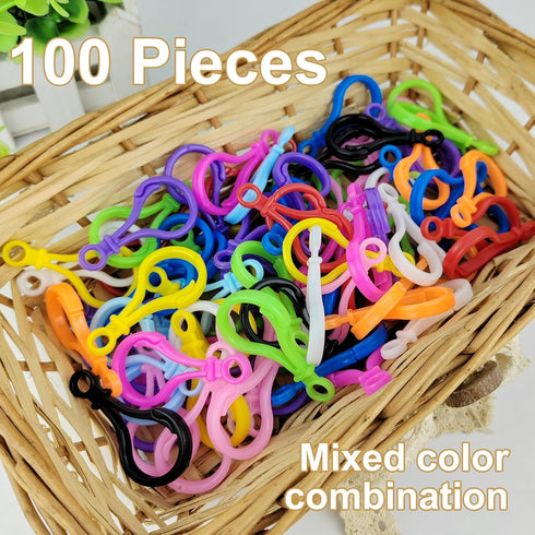HUAJIAN 100PCS Keychain Clip,Mixed Colors Hard Plastic Key Chains for Hanging Ornaments Crafts Keychain Hook DIY Handmade,Toys Craft Clasps?100PCS...