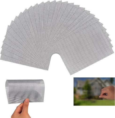 24 Pcs Window Screen Repair Kit, 5 x 7 Inch Screen Repair Tape, Self Adhesive Screen Repair Patch Fiberglass Replacement Screens for Window Screen...