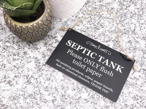 Stylish and Bold, Black and White, SEPTIC TANK Sign | Plaque | Notice for Toilet | Bathroom | W.C | only flush toilet paper | Information Notice |...