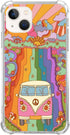 Retro 70s Flowers Rainbow Sunrays Phone Case Compatible with iPhone 14, Hippie Peace Sign Bus Cover for Teens Men Women, Trendy Cool TPU Bumper Ca...