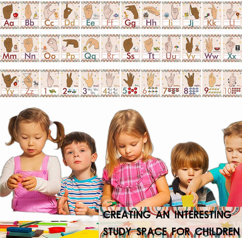 YIYDONG 36 Pieces ASL Alphabet Line Bulletin Board Set ABC Number Sign Language Flash Cards Wall Decorations for Pre-School Kindergarten Elementar...