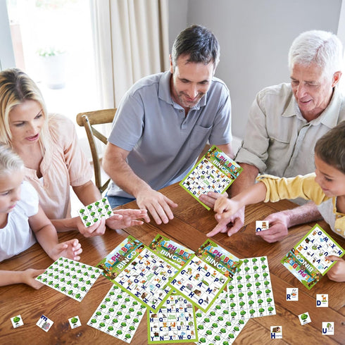 Animal Bingo Game for Toddler Adults, 24 Players Animal Bingo Cards Letter Recognition Animals Themed Bingo Game Cards Jungle Safari Party Game fo...