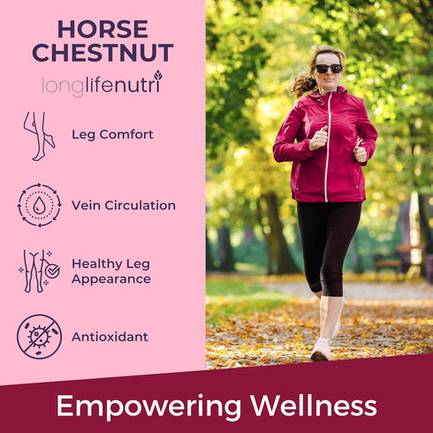 Horse Chestnut Extract 500mg - 180 Vegetarian Capsules, Organic Supplement for Daily Wellness & Circulation, 3-Month Supply, GMP Certified, Made i...