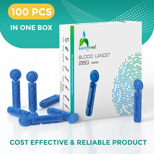 28G 3mm Blood Lancets, 100 Pcs Box Diabetic Lancets | Blood Glucose Lancets for Testing | Fits Most Lancit Devices | Sterile Safety Lancets...