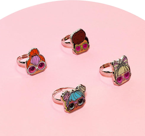 LOL Surprise Dolls Jewelry: 4-Piece Adjustable Rings for Girls (Kids Rings For Girls) LOL DOLLS Ring Sets with metal charm Perfect 6 Year Old Girl...