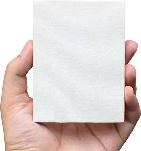 FIXSMITH 3x4 Inch Mini Stretched Canvas Easel Set- Bulk Pack of 12,Set Contains 12 Mini Rectangle Canvases &12 Mini Easels,Small White Art Canvase...
