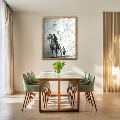 Posterizer 1 pcs-minimalist pencil drawing style-Don Quixote and his loyal squire inspired art 2-Men's Art Collection Gifts for Men Decor for Home...