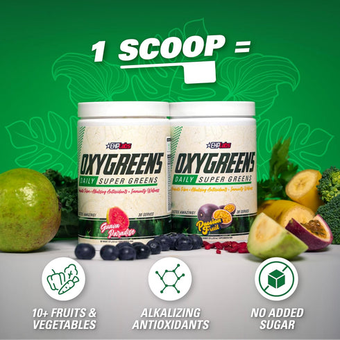EHP Labs OxyGreens Super Greens Powder - Spirulina & Chlorella Superfood, Green Juice Powder & Greens Supplements with Prebiotic Fibre, Antioxidan...