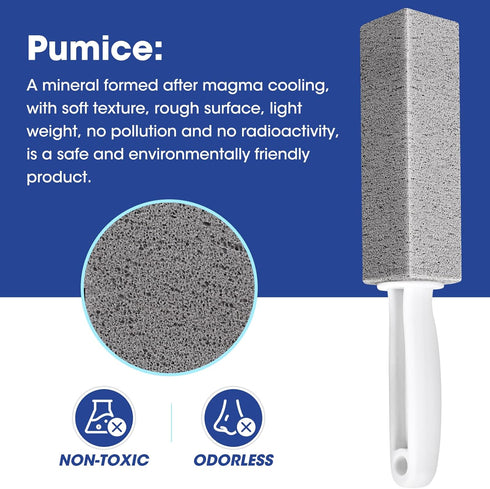 AZEN 5 Pack Pumice Stone for Cleaning, Pumie Scouring Stick with Handle, Pumice Stone Toilet Bowl Cleaner, Pumice Stone Hard Water Stain Remover f...