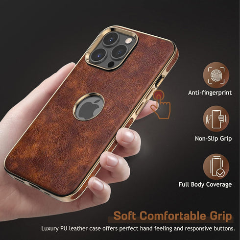 LOHASIC for iPhone 13 Pro Case, Vintage Leather Slim Luxury PU Soft Flexible Bumper Non-Slip Grip Shockproof Anti-Scratch Full Protective Cover Ph...