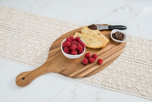 Lipper International Acacia Wood Oblong-Shape Paddle Board for Serving, 8-3/4" x 19-1/4" x 3/8"...