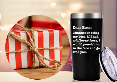 AMZUShome Thanks For Being My Boss Travel Mug Tumbler.Boss Day Gifts Office Gifts.Moving Appreciation Retirement Birthday Christmas Gifts For Men ...